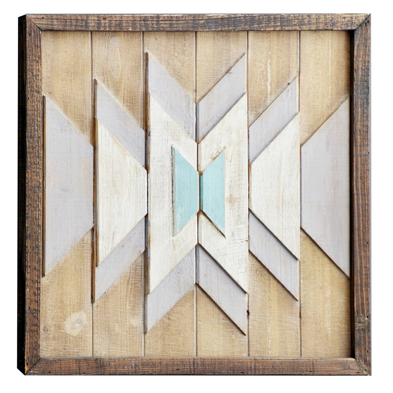 20" Multicolored Wood Farmhouse Abstract Wall Decor
